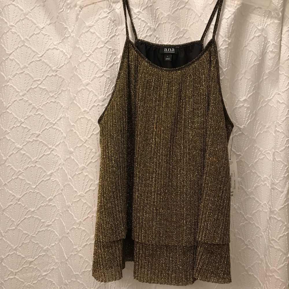 NWT “ana” gold shiny tank size large